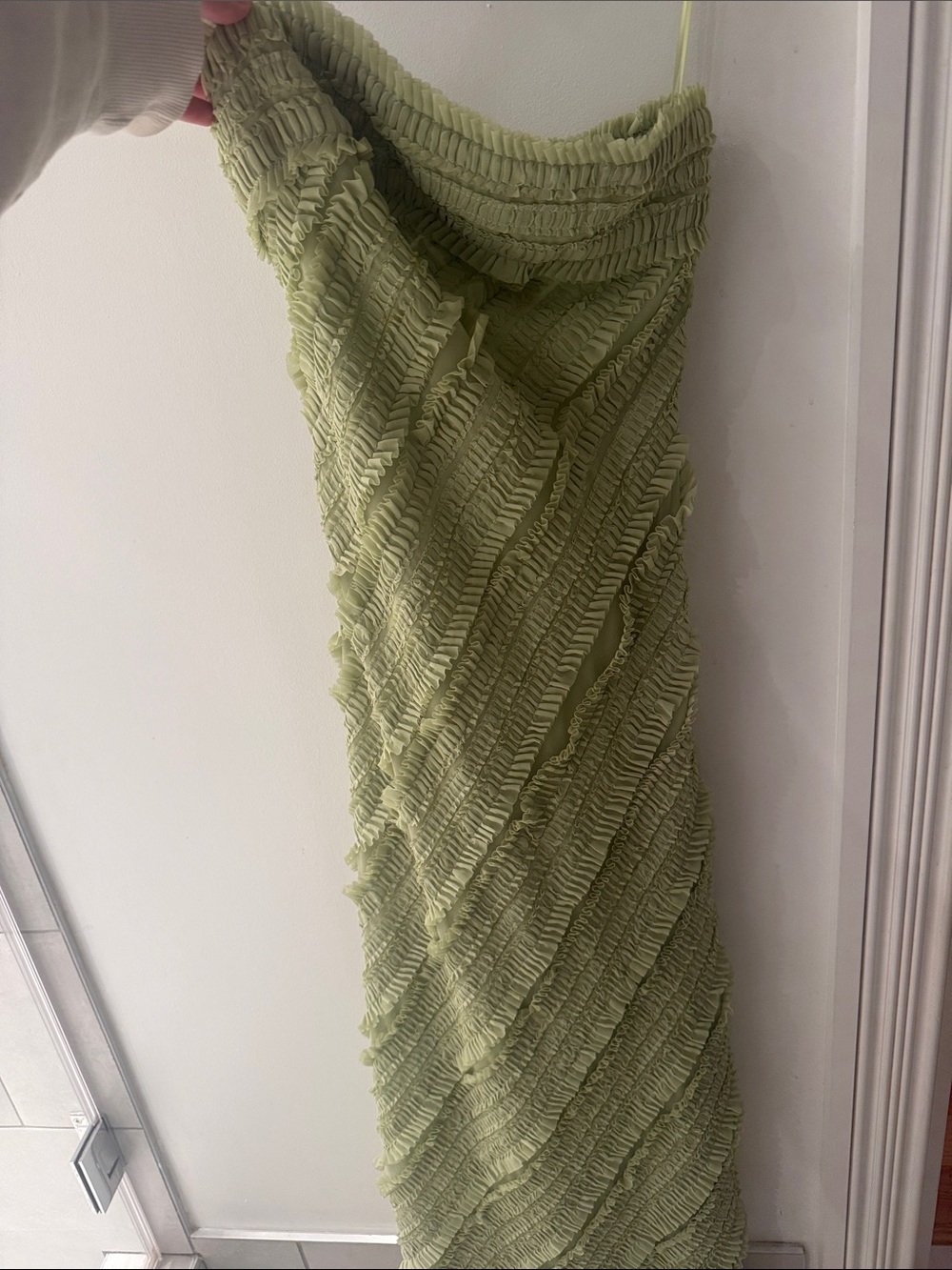 Endless Rose Light Green Textured Maxi Dress